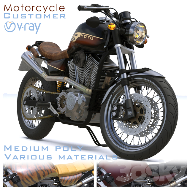مدل سه بعدی موتور سیکلت