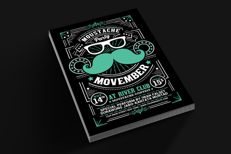 فایل لایه باز تراکت Movember Moustache Party Flyer