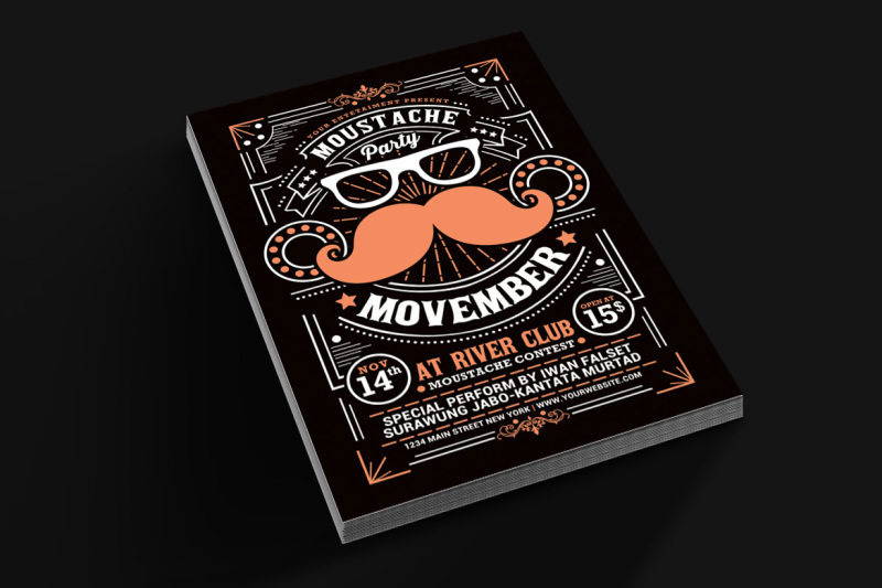 فایل لایه باز تراکت Movember Moustache Party Flyer