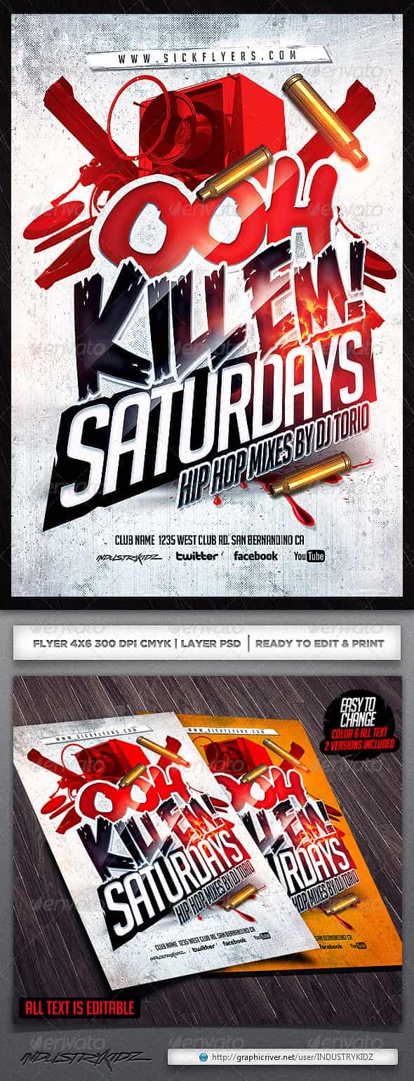 فایل لایه باز آگهی Ooh Kill Em Flyer Template