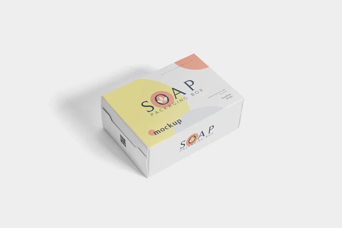 موکاپ جعبه صابون Packaging Box & Soap Mockup