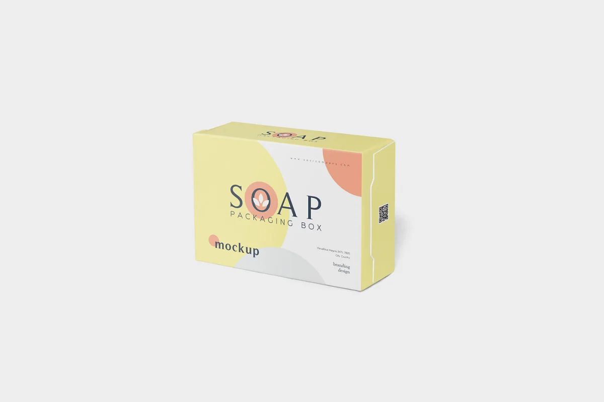 موکاپ جعبه صابون Packaging Box & Soap Mockup - 5