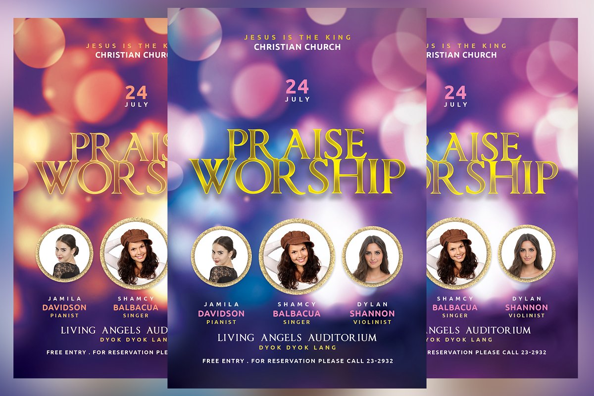 فایل لایه باز پوستر Praise Worship Church Conference
