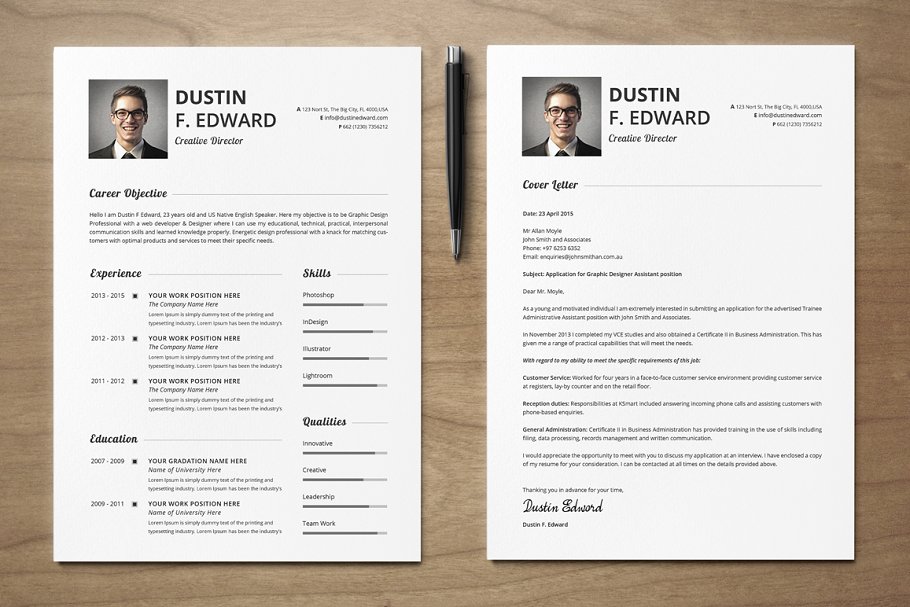 قالب آماده ایندیزاین رزومه Premium Resume CV Template Set