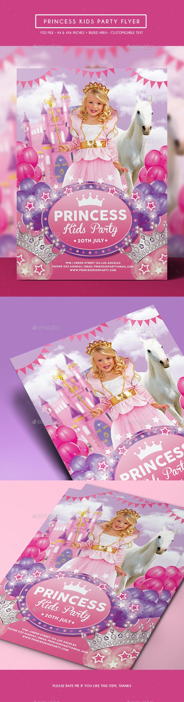 فایل لایه باز کارت دعوت جشن تولد Princess
