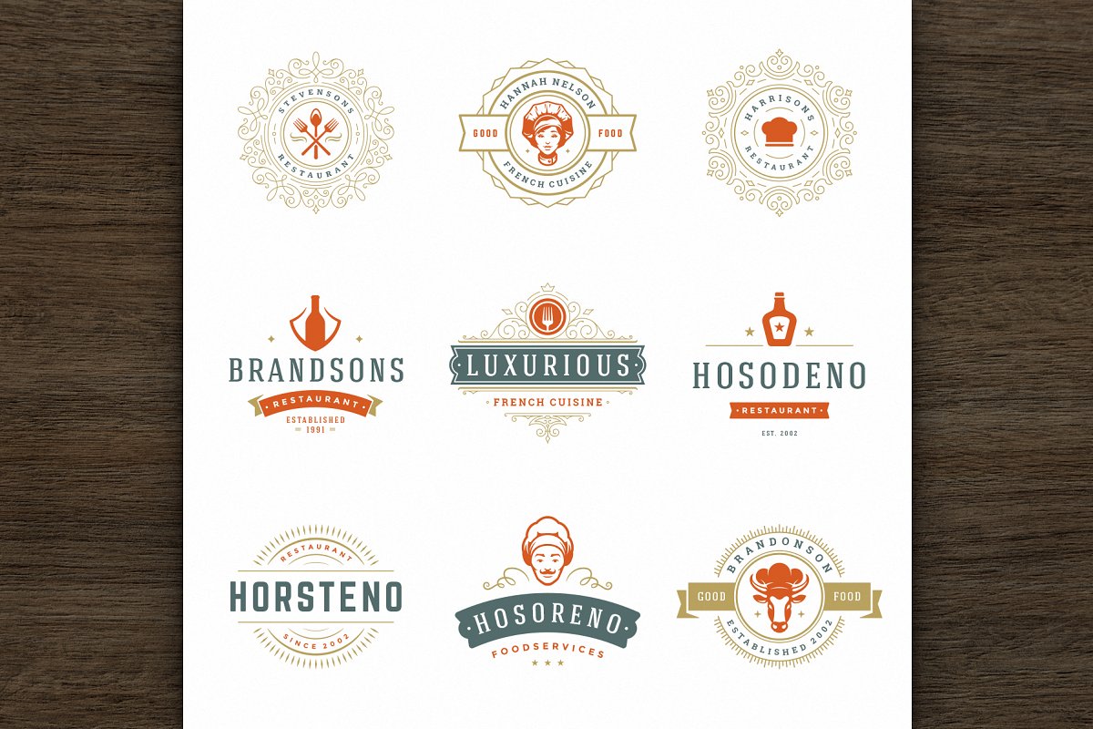 فایل لایه باز لوگو رستوران Restaurant Logos and Badges 2