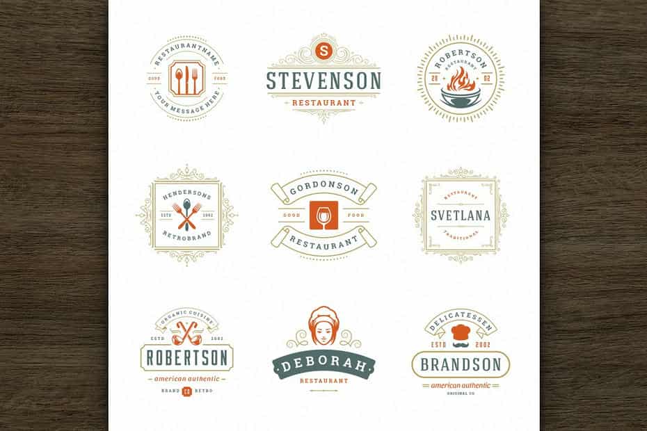 فایل لایه باز لوگو رستوران Restaurant Logos and Badges 1 - 9
