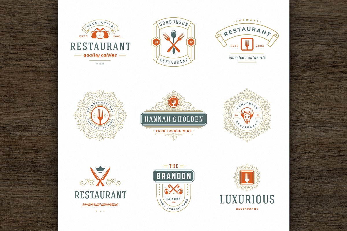 فایل لایه باز لوگو رستوران Restaurant Logos and Badges 2