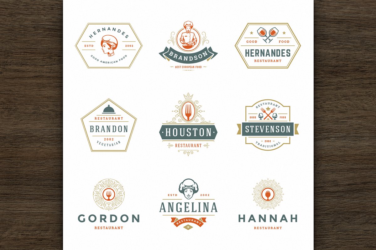 فایل لایه باز لوگو رستوران Restaurant Logos and Badges 3