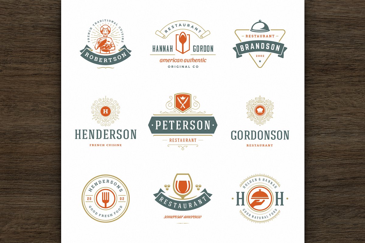فایل لایه باز لوگو رستوران Restaurant Logos and Badges 3