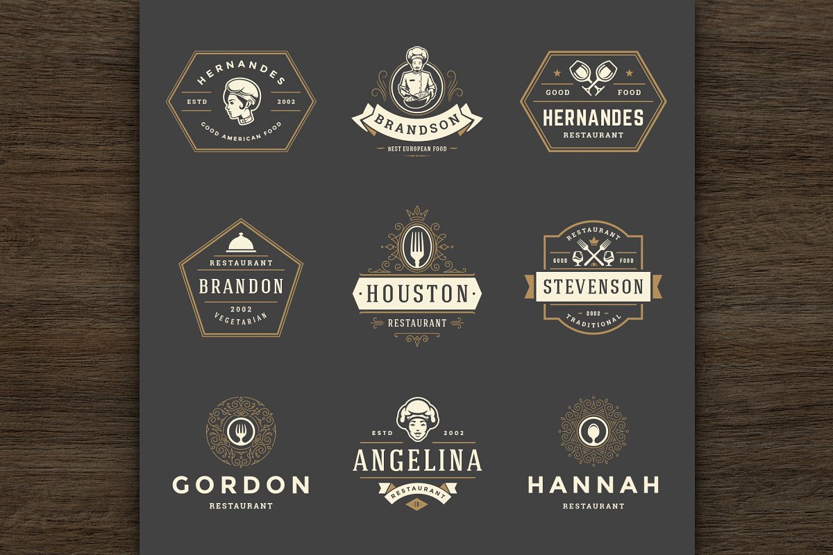 فایل لایه باز لوگو رستوران Restaurant Logos and Badges 3 - 6