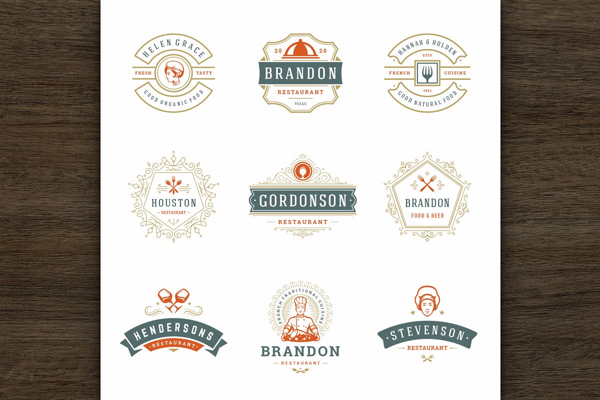 فایل لایه باز لوگو رستوران Restaurant Logos and Badges 3 - 14