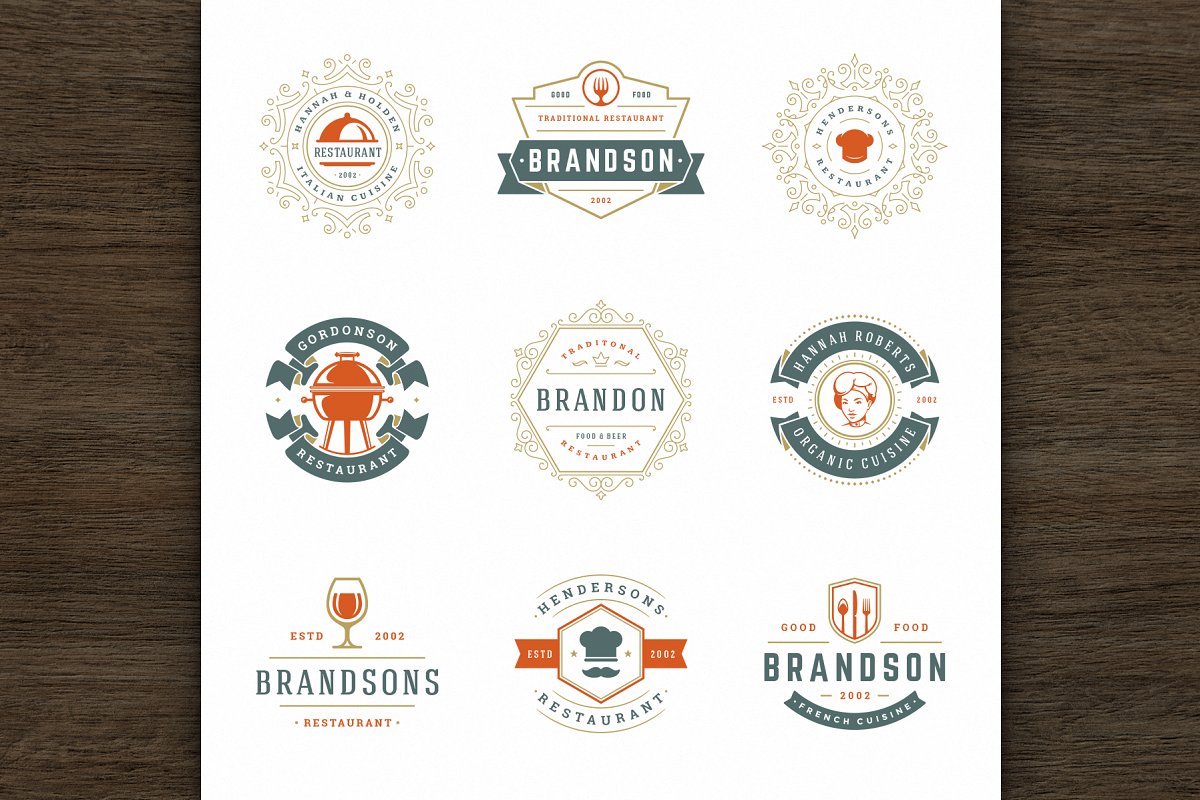 فایل لایه باز لوگو رستوران Restaurant Logos and Badges 2 - 6