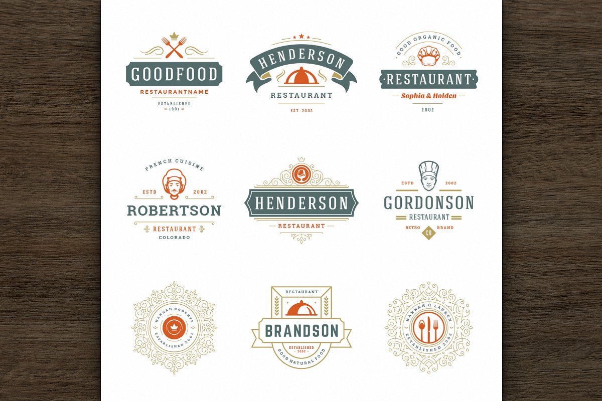 فایل لایه باز لوگو رستوران Restaurant Logos and Badges 2 - 8