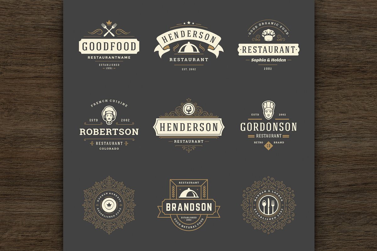 فایل لایه باز لوگو رستوران Restaurant Logos and Badges 2 - 12