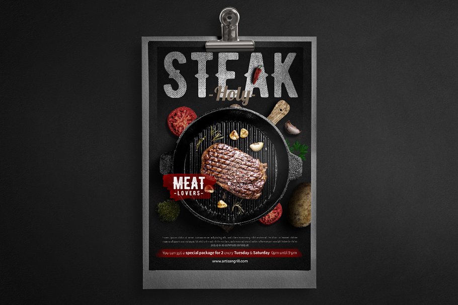 فایل لایه باز منو رستوران Steak Menu Flyer