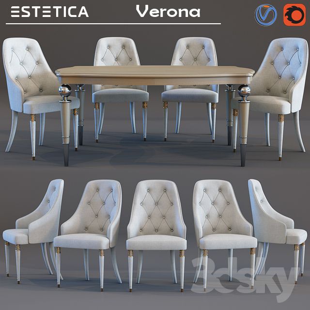 مدل سه بعدی ست میز و صندلی - 2