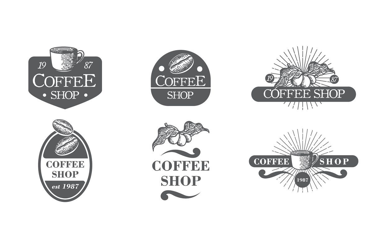 فایل لایه باز لوگو کافی شاپ Vintage Coffee Logos & Badge