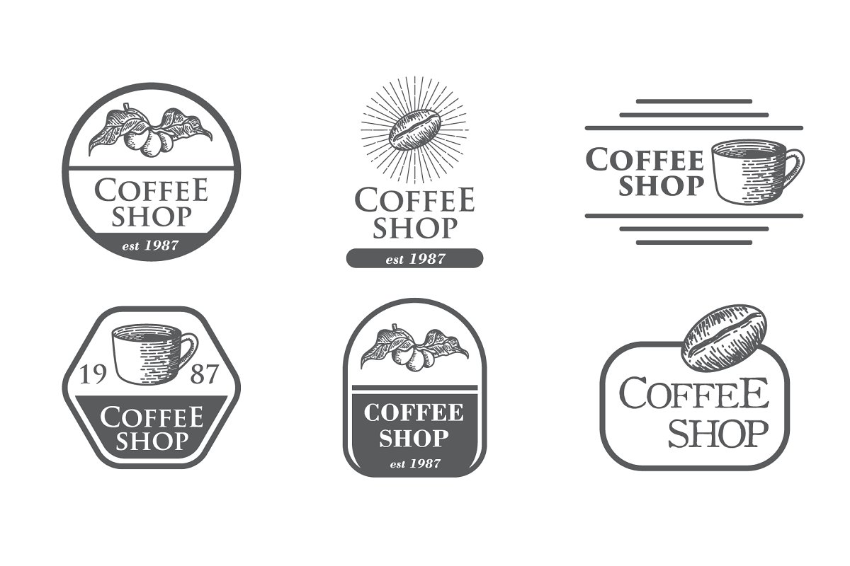 فایل لایه باز لوگو کافی شاپ Vintage Coffee Logos & Badge