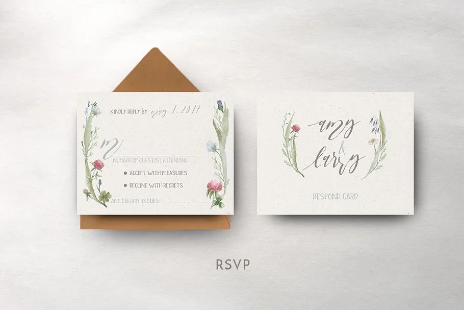 فایل لایه باز کارت دعوت عروسی Watercolor - 10