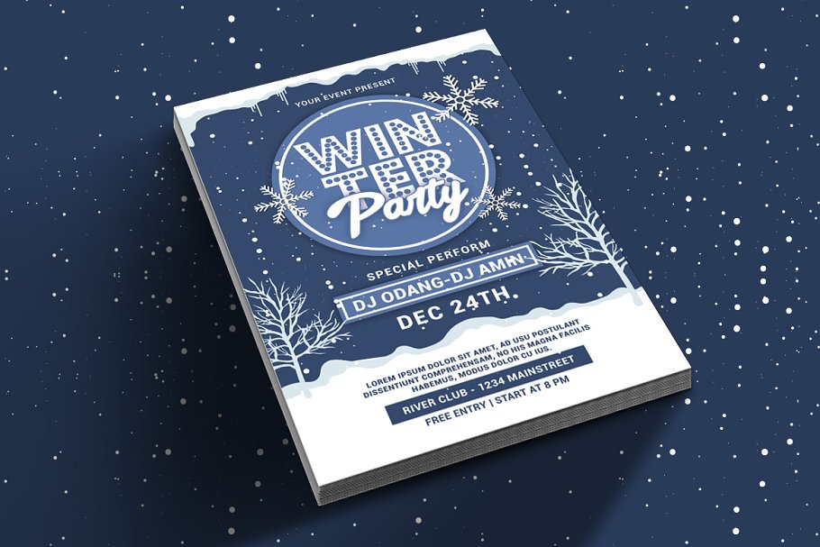 فایل لایه باز بنر Winter Party Flyer