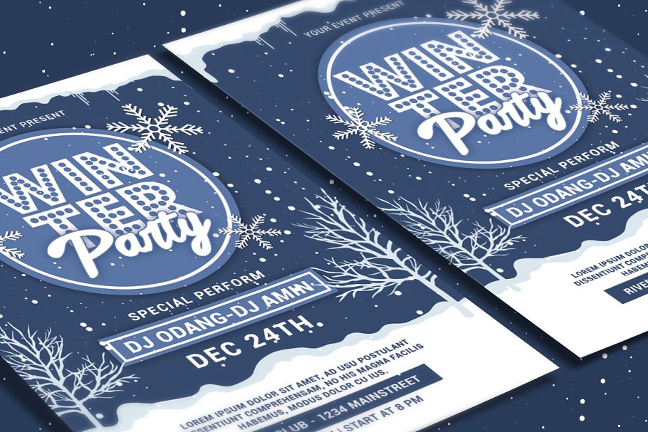 فایل لایه باز بنر Winter Party Flyer - 3