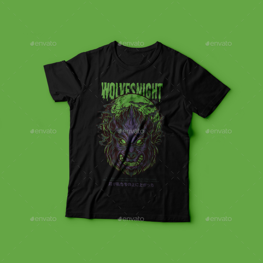 وکتور تیشرت Wolves Night T-Shirt Design - 3